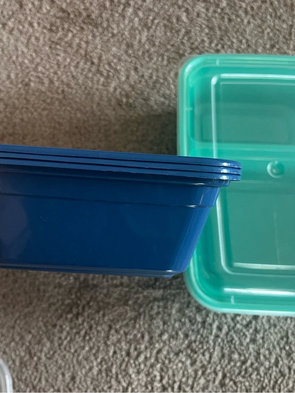 Set of Blue, Teal and Clear Food Storage Containers